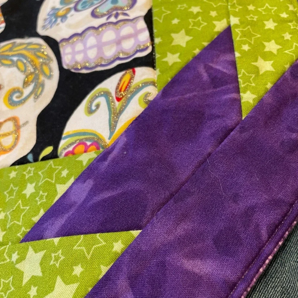 Day of the dead‎ sugar skull handmade quilted placemats set 4 Dia de los muertos
